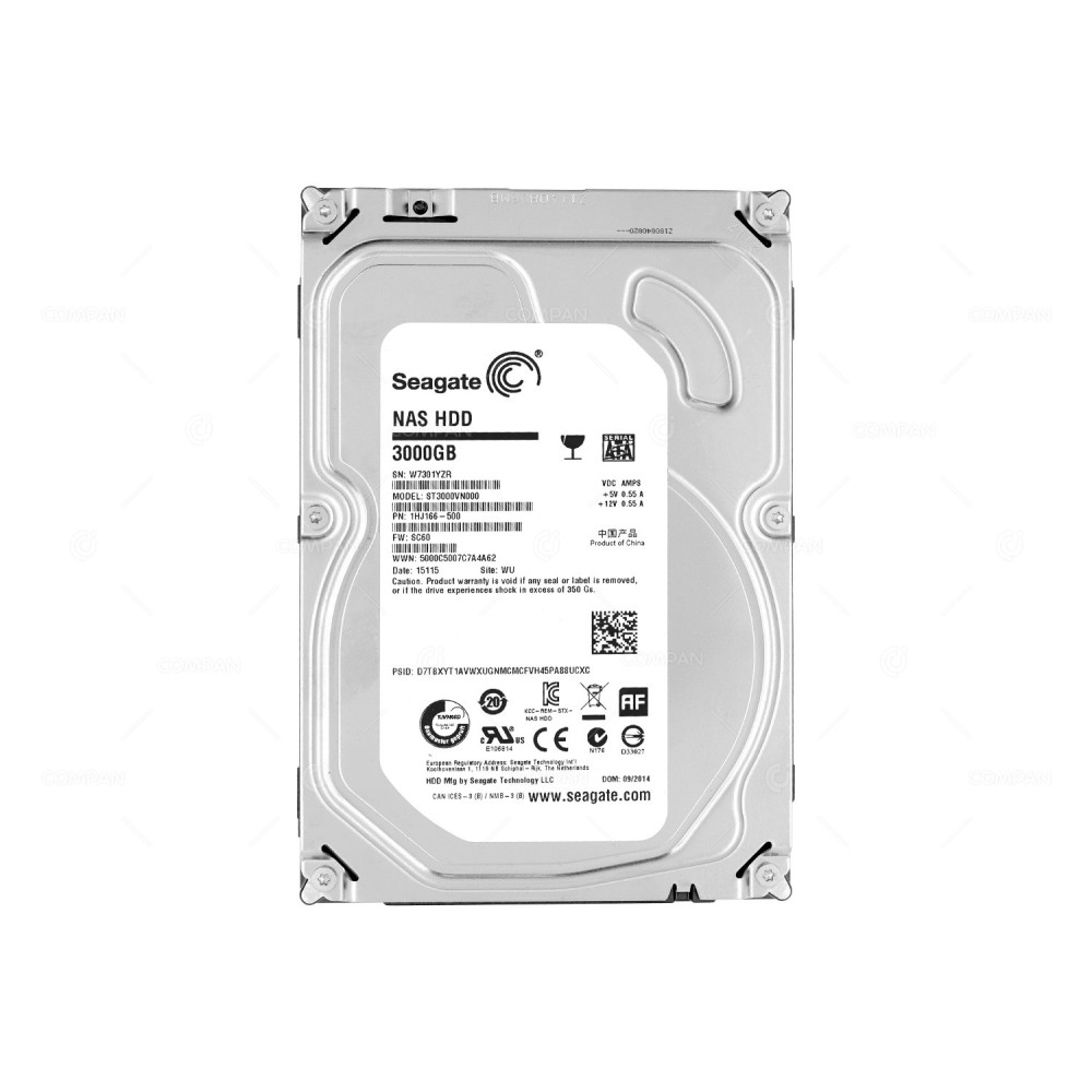 ST3000VN000 SEAGATE HDD 3TB 7.2K SATA 6G 3.5" LFF 64MB CACHE 1HJ166-500